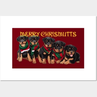 Merry Chrismutts Dog Family Holiday Greeting 2 Posters and Art